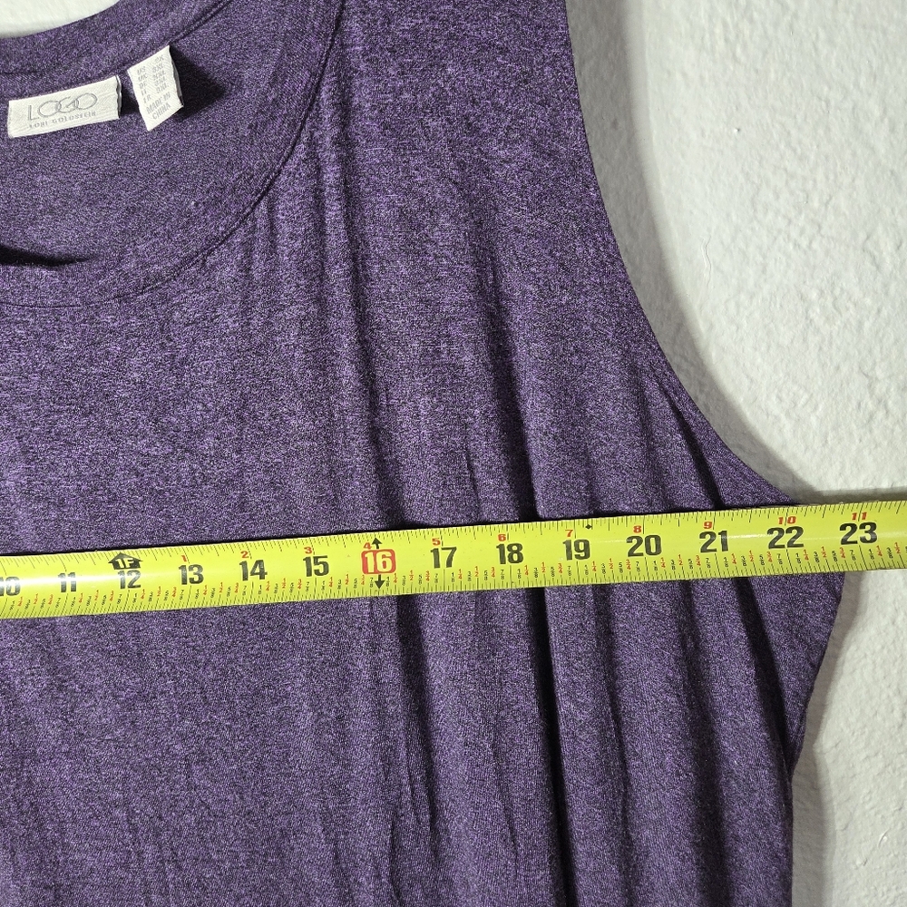 LOGO By Lori Goldstein Purple Tunic Tank Top Plus Size 2X Sleeveless Crew Neck - Picture 13 of 15